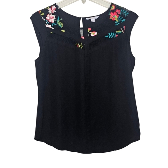 Candie's Tops - Candies Floral Sheer Shoulder Tank Top Size Medium